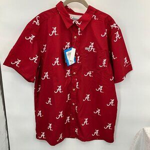 Columbia Alabama Crimson Tide Men's Large Red Short Sleeve Button-Up Shirt